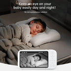 2K Video Baby Monitor, 3000Ft Long Range No Wifi Baby Monitor with 2 Cameras and Audio, 5.5" Split Display, AI Cry Detect, IR Night Vision, 2-Way Audio, 6000Mah